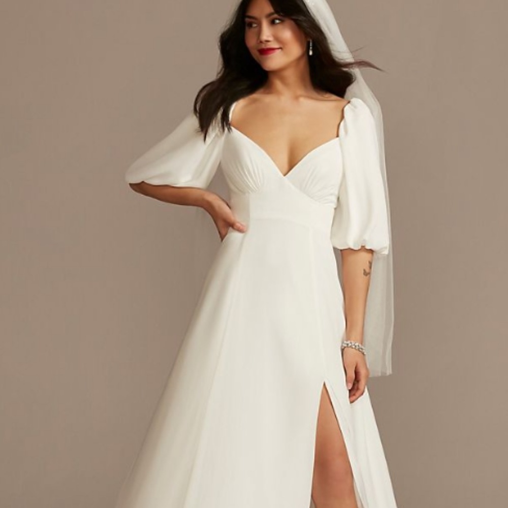 DB STUDIO |   Bubble sleeve  | georgette wedding dress